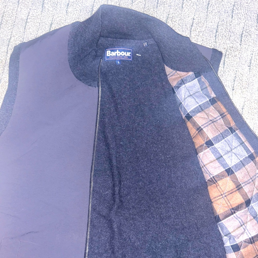 SOLD OFFSITE.  Barbour Leyburn Cotton & Wool Zip-Up Vest
